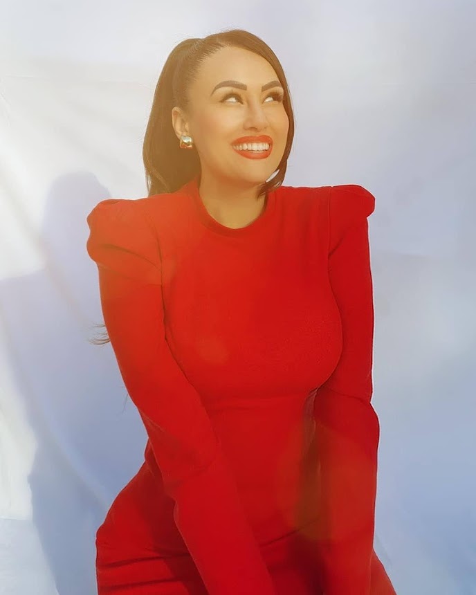 Scarlett Allen-Horton in red dress